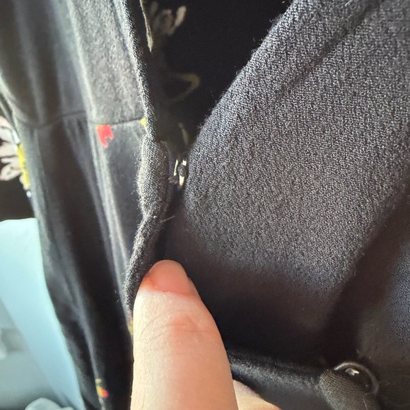 Free People black floral Time on My Side long sleeve mini wrap dress Women’s M - Picture 8 of 10